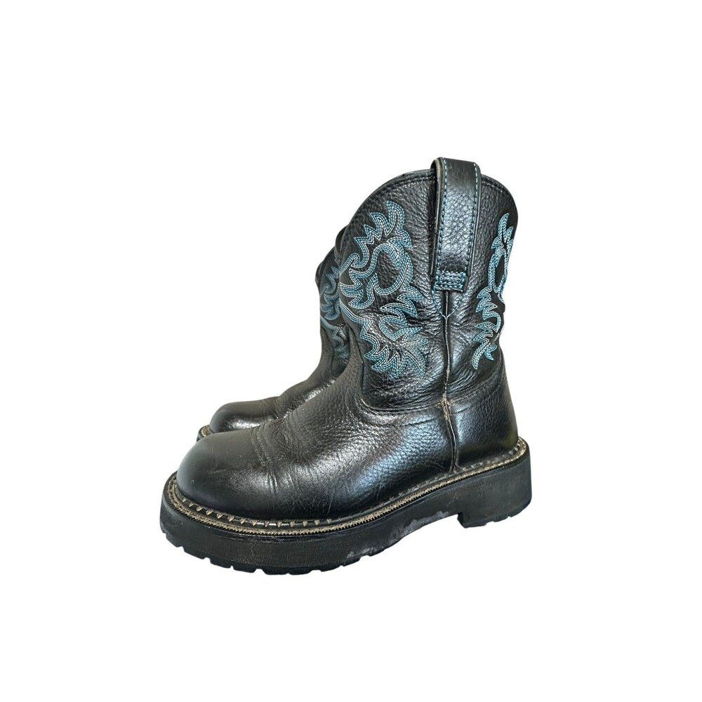 Ariat Fatbaby Heritage Dapper Western Boot Cowgirl Size 6 B Black Blue Leather